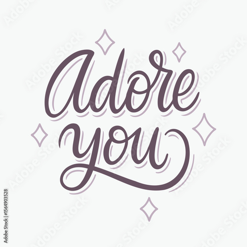 Adore You Calligraphy Script with Sparkles Vector