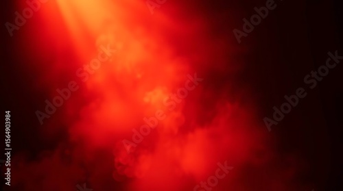 Fiery crimson fog with a hazy radiance and dramatic light shafts