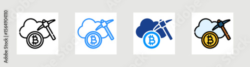 Cloud Mining Icon Collection Set Multiple Style