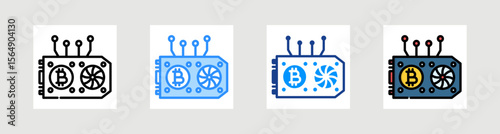 Gpu Mining Icon Collection Set Multiple Style