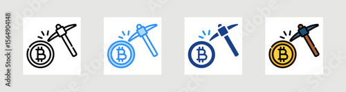 Bitcoin Mining Icon Collection Set Multiple Style