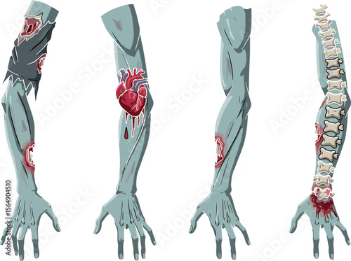"Zombie Apocalypse Survival Kit: Detached Limbs, Bloody Heart, and Spine - Spooky Halloween Horror Elements for Your Undead Creations"