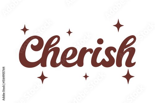 Cherish Script Lettering with Sparkles Vector Design
