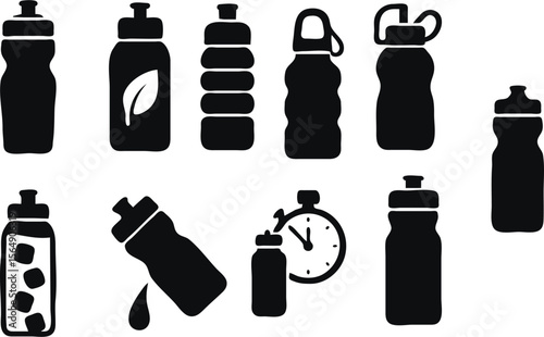 Collection of Sport Water Bottles Hydration Icons for Athletes