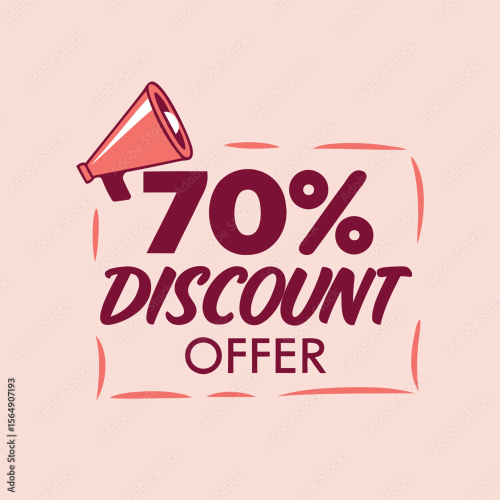 Fototapeta premium 70% Discount Offer Megaphone Promotion Vector