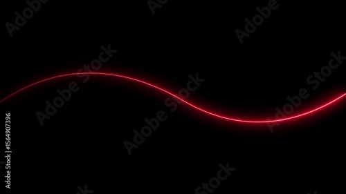 Abstract red Neon Line Animation – Single Glowing Line Seamless Loop with Alpha