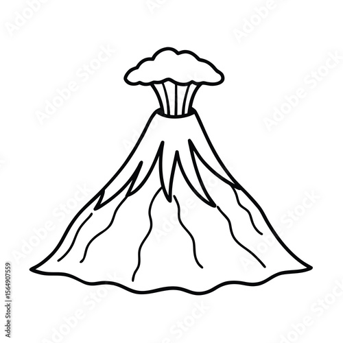volcano crater with lava line drawing