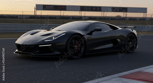 Black sportscar on racetrack