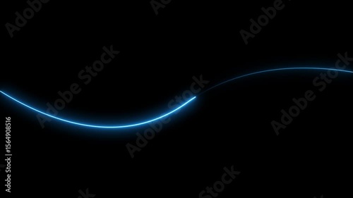 Abstract blue Neon Line Animation – Single Glowing Line Seamless Loop with Alpha. glowing neon lines waving.