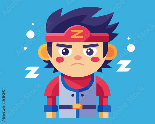 Gen-Z Zoom fatigue character vector illustration