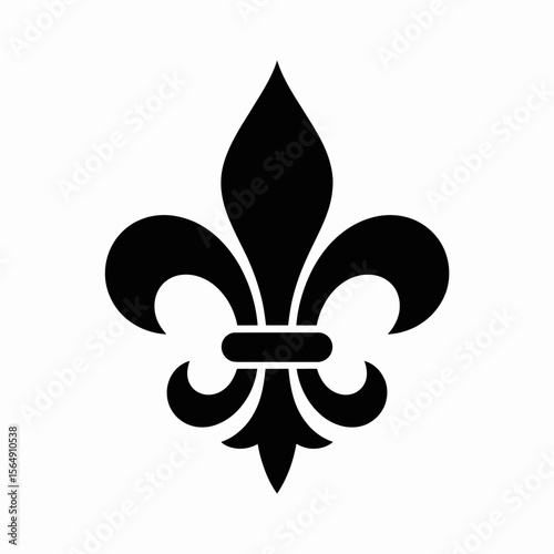 Elegant Black Fleur de Lis  Symbol on White Background