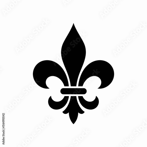 Elegant Black Fleur de Lis  Symbol on White Background