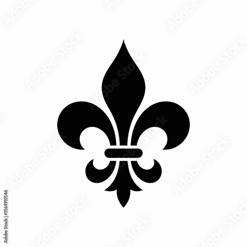 Elegant Black Fleur de Lis  Symbol on White Background