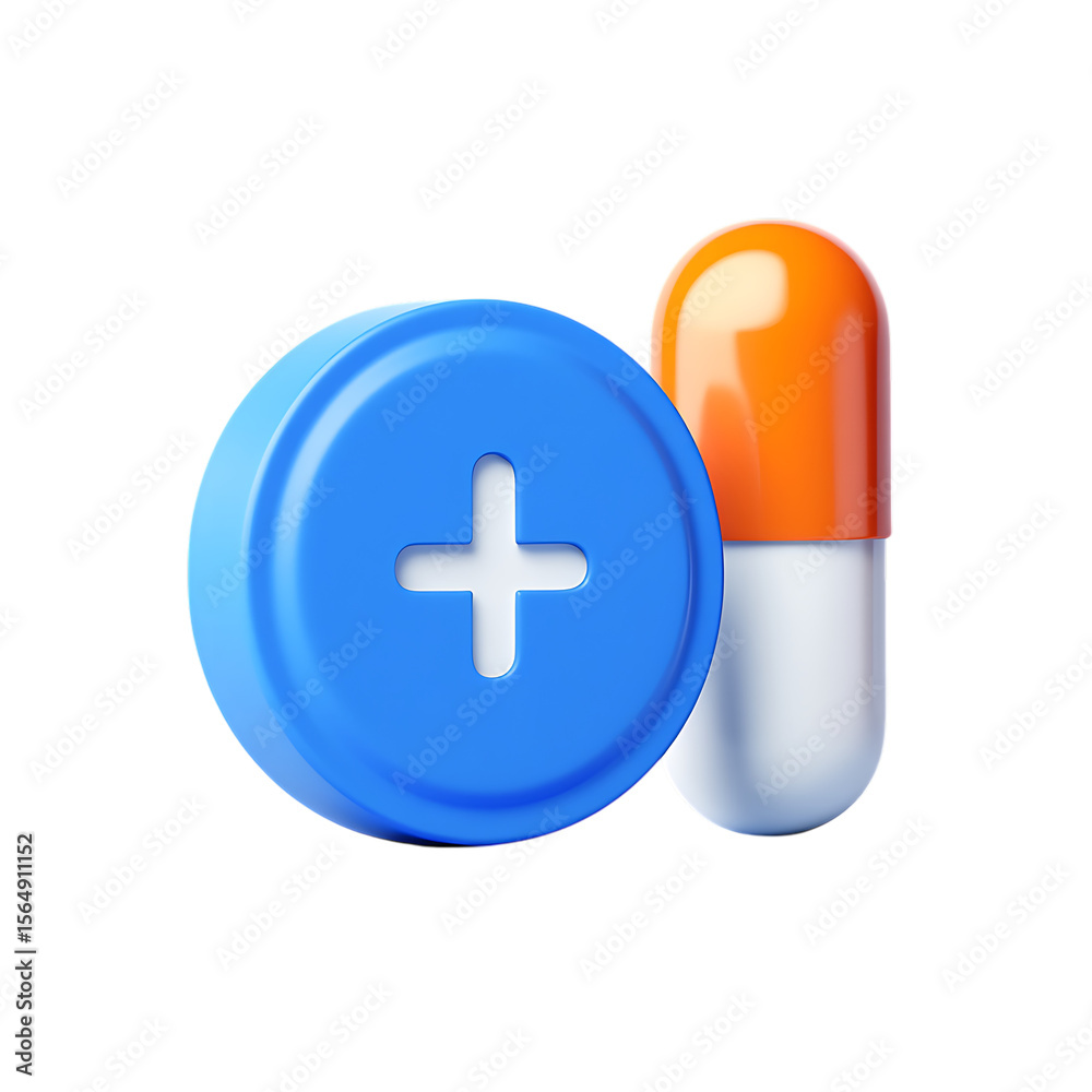 Fototapeta premium Medical Pill, Capsule, Healthcare, 3D Render, Icon