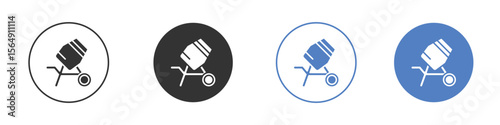 Cement mixer icon Thin line design. Vector Graphic. EPS 10