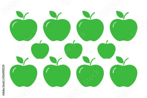 A pattern of green apple icons isolated on transparent background