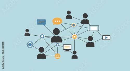 Abstract representation of network connections and communication in a digital world