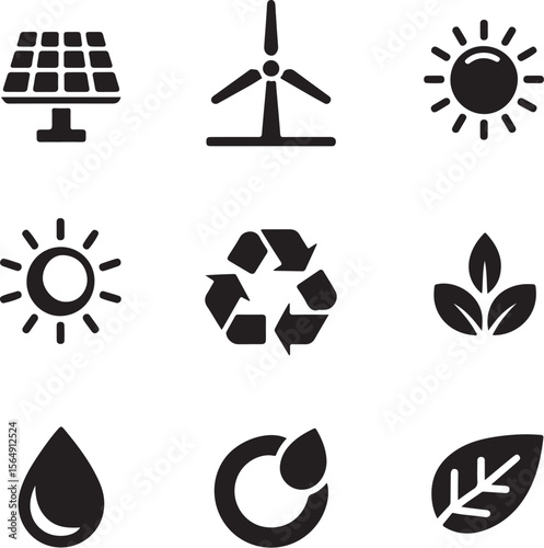Wind Solar Leaf Icon Collection

