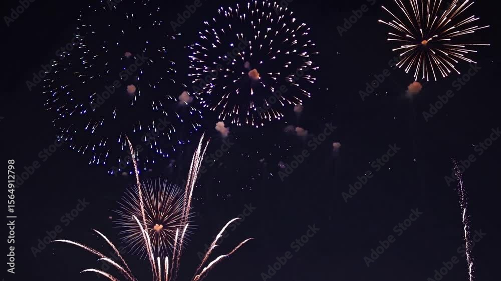  Feu d’artifice coloré illuminant le ciel nocturne