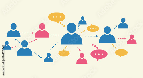 Communication network vector illustration showcasing social media connections and relationships