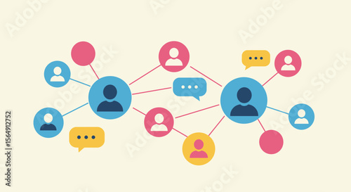 Illustration representing social network connections and communication between people