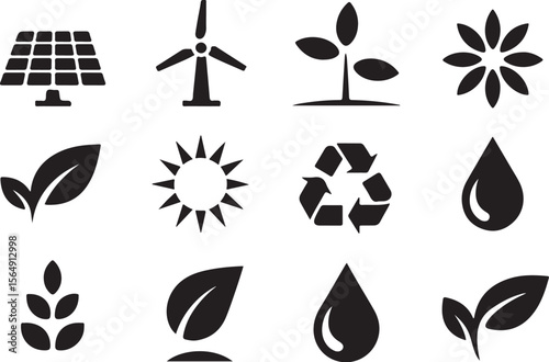 Nature Energy Line Art Icons



