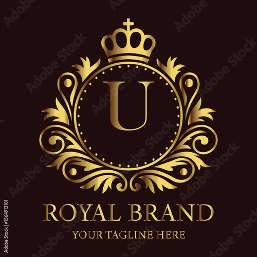 Golden vintage 10th-anniversary celebration emblem with a clock and abstract background design LOGO U