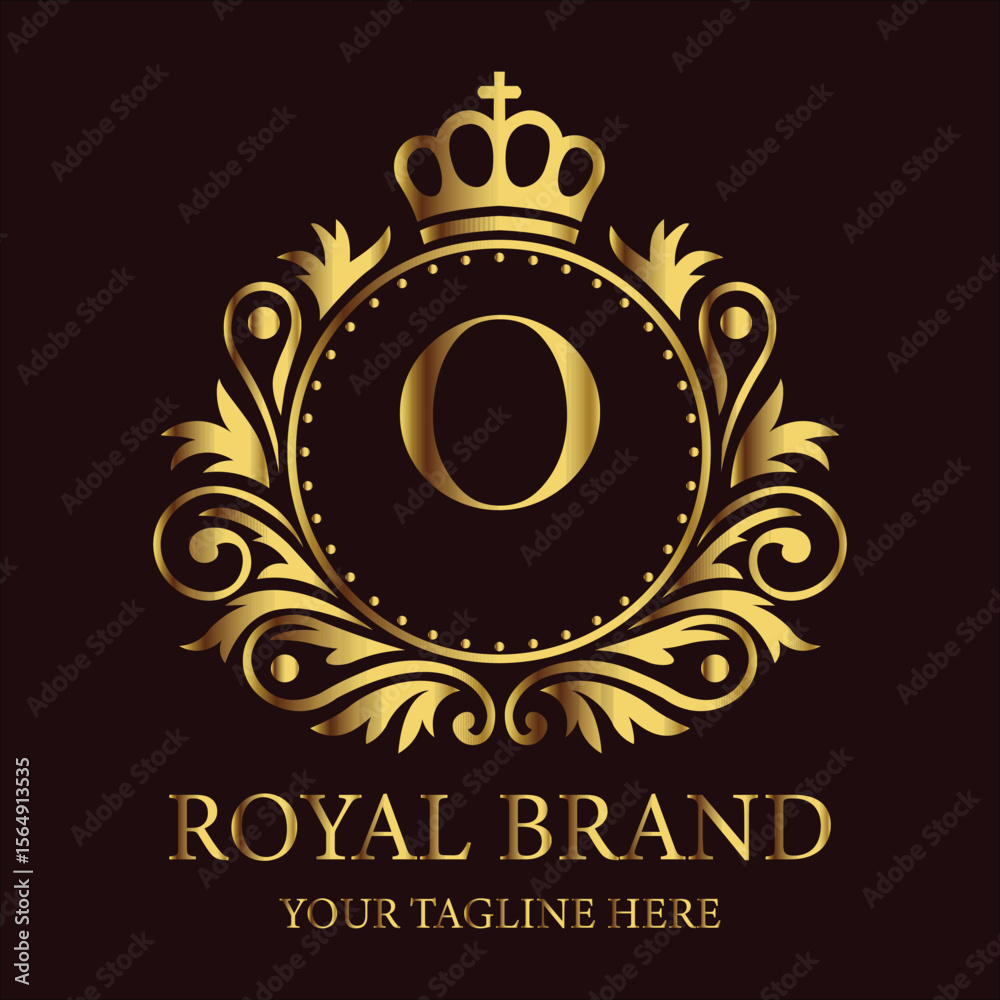 Fototapeta premium Golden vintage 10th-anniversary celebration emblem with a clock and abstract background design LOGO O