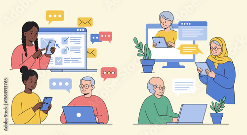 Diverse generations connecting through technology: bridging the gap with digital devices