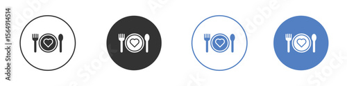 Love Plate icon Thin line design. Vector Graphic. EPS 10