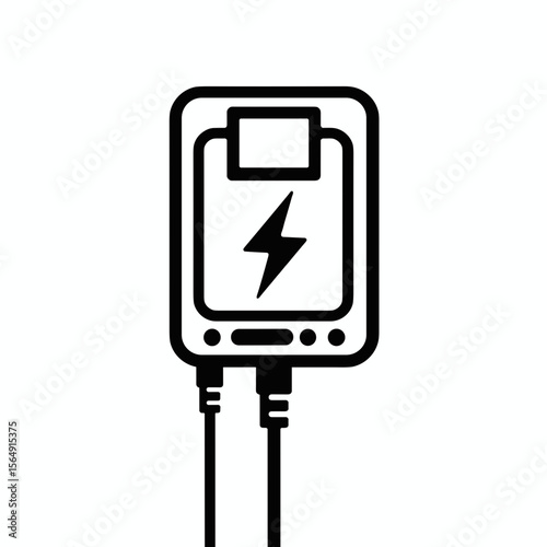 Portable power bank with two charging cables. Power bank provides extra energy for mobile devices. This portable power bank is perfect for travel or emergencies.