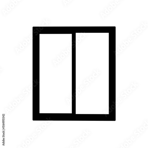 Double sliding door icon.  Simple door image with two panels.  This graphic representation is perfect for home improvement brochures or building material catalogs.