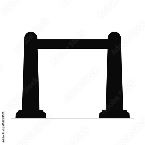Simple black silhouette of construction barrier. Sturdy barrier with two posts and a horizontal bar.