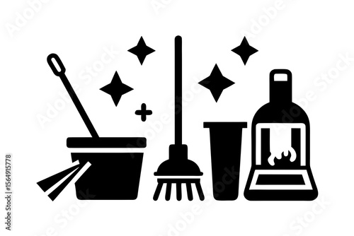 Cleaning Supplies, Broom, Bucket