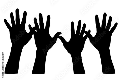 Hands Raised Silhouette, Unity, Support