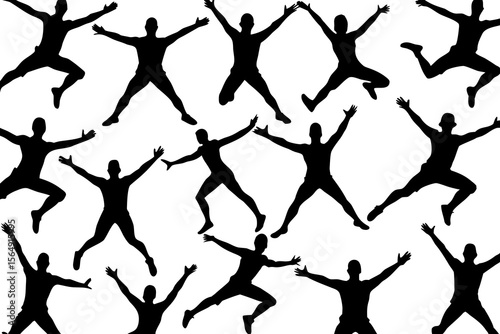 Jumping People Silhouettes, Celebration and Freedom Theme