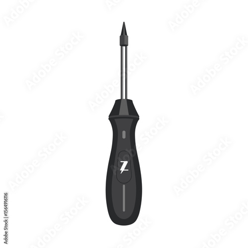 Black precision screwdriver with ergonomic handle.  High-quality tool for precise work, ideal for electronics and small repairs.