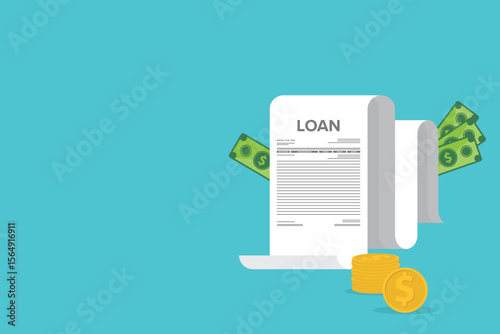 Finance management. Loan agreement. Mortgage money credit. Loan disbursement, quick loan service, easy credit.	