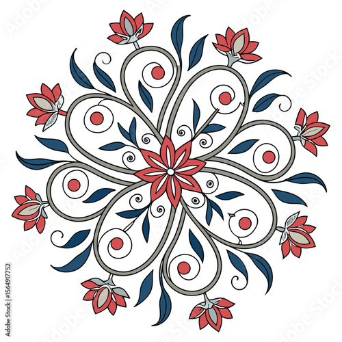 Fusion Mandala with Middle Eastern Arabesque and Floral Motifs cultural ornamental style spiritual artistic symmetrical festive decoration