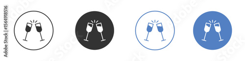 Wine toast icon Thin line design. Vector Graphic. EPS 10