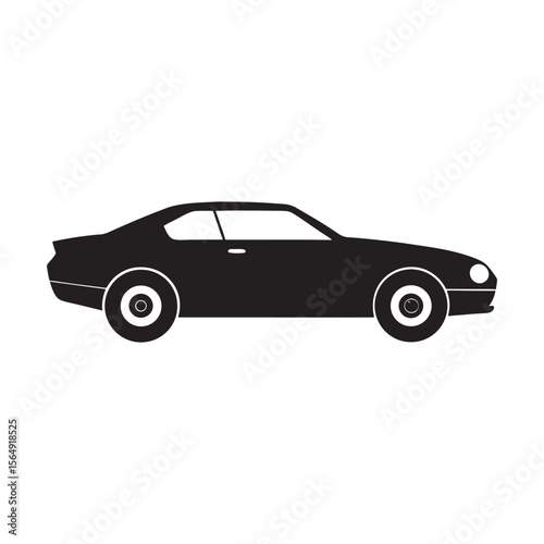 Sleek Silhouette: A monochrome silhouette of a powerful and stylish coupe, emphasizing the sleek lines and dynamic design of a classic automobile.