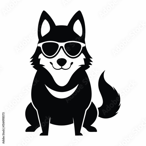 Cool Husky with Sunglasses: A cool husky sporting trendy sunglasses, embodying relaxed vibes and summertime fun, designed for style and playfulness.