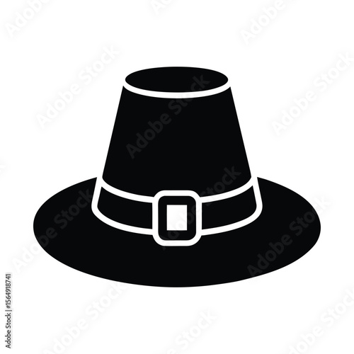Pilgrim's hat: A traditional black hat with a buckle, commonly associated with Pilgrims, symbolizing history and culture.