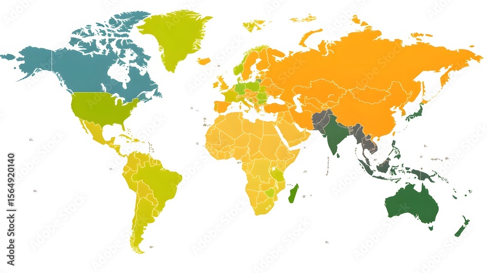 Obraz premium Global Color Coded World Map Countries