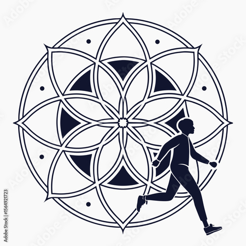 Minimalist Geometric Mandala with Clean Lines in Monochrome ornament geometric triangle circular symmetry tattoo textile