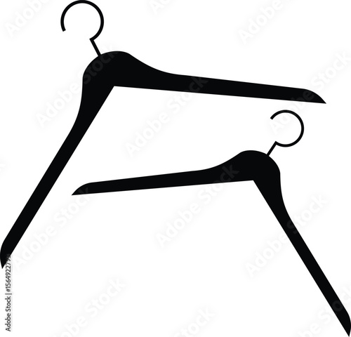 Two Clothes Hangers Modern Flat Design Icons for Fashion, Wardrobe, Closet, Retail Display, and Laundry Organization Concepts, Vector Illustration.