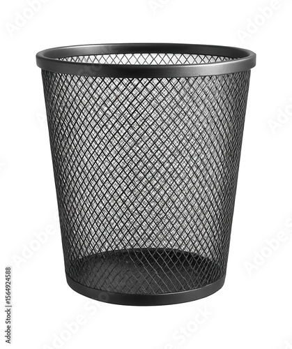 A wire mesh wastebasket with a geometric pattern, adding a modern touch to an industrial-style loft.