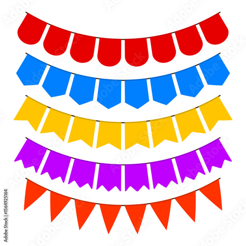 Vector illustration of Party Flags isolated on transparent background