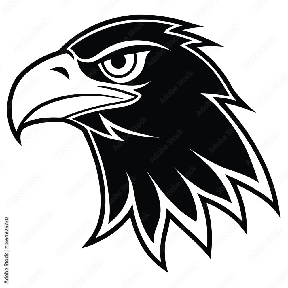 Obraz premium Fierce eagle head black and white bird profile