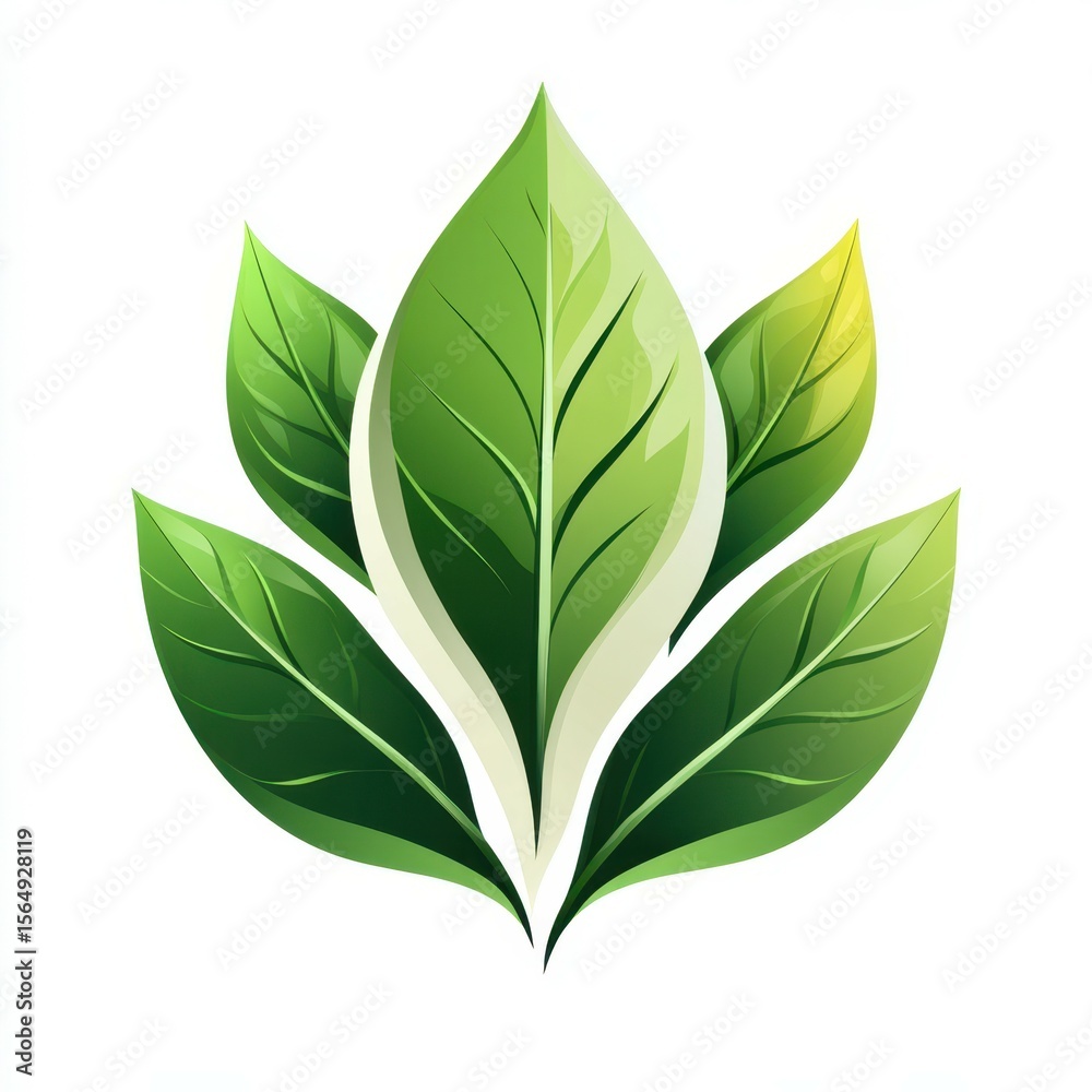 Naklejka premium Green leaves design representing nature and growth in a modern artistic style suitable for various eco-friendly projects